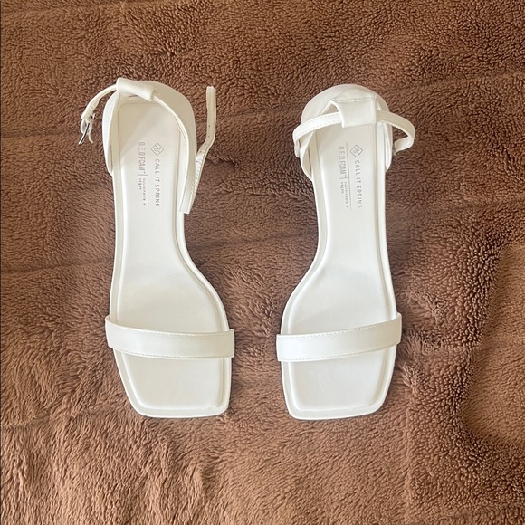 Call It Spring White Block Heel Sandals - Picture 2 of 6